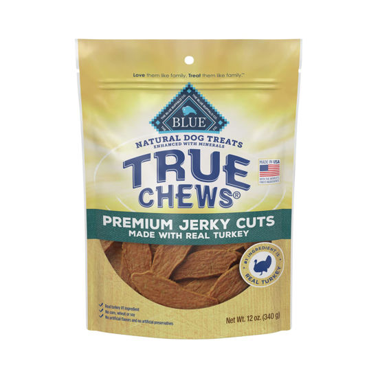 Picture of Blue Buffalo True Chews Premium Jerky Cuts Natural Dog Treats, Turkey 12 oz bag