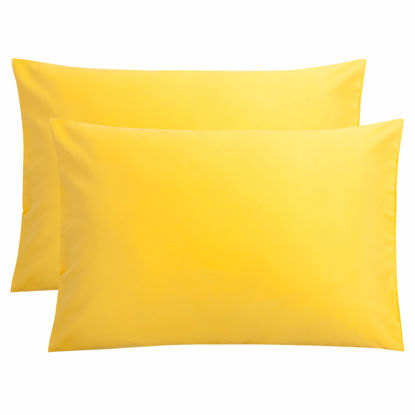 Picture of FLXXIE 2 Pack Microfiber Queen Pillow Cases, 1800 Super Soft Pillowcases with Envelope Closure, Wrinkle, Fade and Stain Resistant Pillow Covers, 20x30, Yellow