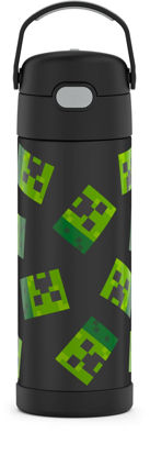 Picture of THERMOS FUNTAINER 16 Ounce Stainless Steel Vacuum Insulated Bottle with Wide Spout Lid, Minecraft