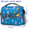 Picture of FlowFly Double Decker Cooler Insulated Lunch Bag Large Tote for Boys, Girls, Men, Women, With Adjustable Strap (Blue-Mermaid)