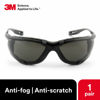 Picture of 3M Safety Glasses, Virtua CCS, ANSI Z87, Anti-Fog, Gray Lens, Black Frame, Corded Ear Plug Control System, Removable Foam Gasket