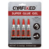 Picture of CYAFIXED Super Glue Gel, All-Purpose Superglue, Cyanoacrylate Instant Adhesive for Plastic, Wood, Metal, Repair - Four 3 Gram Tubes, Clear