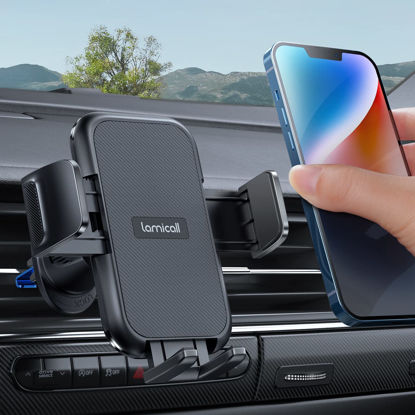 Picture of Lamicall 2023 Wider Clamp & Metal Hook Phone Holder Car Vent [Thick Cases Friendly] Car Phone Holder Hands Free Cradle Air Vent for Smartphone (Dark Grey)