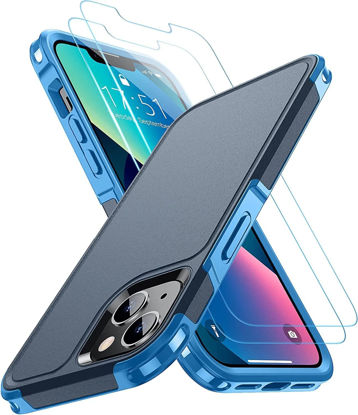 Picture of SPIDERCASE Designed for iPhone 13 Case/iPhone 14 Case, [10 FT Military Grade Drop Protection] [with 2 pcs Tempered Glass Screen Protector] Cover for iPhone 13 & 14 6.1 inch (Dark Blue)