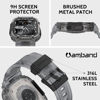 Picture of amBand Bands Case Screen Protector Compatible with Apple Watch Ultra 49mm, M1 Sport Series Rugged Cover Strap and 2 Pack Tempered Glass Film, Military Protective Bumper for iWatch 49 mm Men Crystal Black