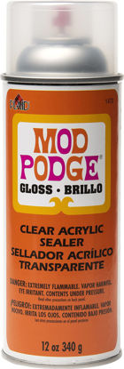 Picture of Mod Podge Spray Acrylic Sealer that is Specifically Formulated to Seal Craft Projects, Dries Crystal Clear is Non-Yellowing No-Run and Quick Drying, 12 ounce, Gloss