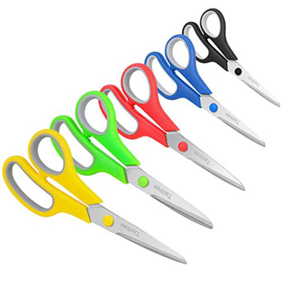  Scissors, Taotree 8 Scissors All Purpose Bulk Pack of 5,  Stainless Steel Sharp Scissors for Office Home General Use, High/College  School Classroom Teacher Student Kids Scissors Supplies, Same Size 