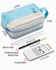 Picture of Sooez Big Capacity Pencil Pen Case, [Material Upgraded] Canvas Pencil Pouch Large Pencil Bag Organizer, Separate Compartments Easy Grip Handle, Aesthetic Supply for School Teens Adults, Light Blue