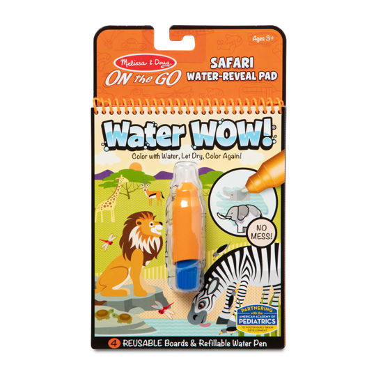 Picture of Melissa & Doug On the Go Water Wow! Reusable Water-Reveal Activity Pad - Safari - Water Reveal Pads, Water Wow Books, Stocking Stuffers, Arts And Crafts Toys For Kids Ages 3+