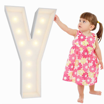 Picture of Marquee Light Up Letters, 3FT Marquee Letters Y, Mosaic Letters for Balloons, Mosaic Balloon Frame, Giant Cardboard Letters for Birthday Engagement Wedding Party Decoration, Balloon Arch Kit