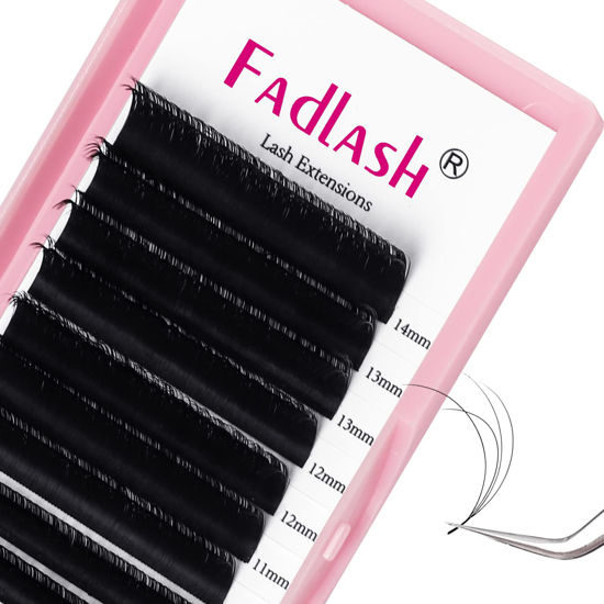 Picture of Volume Lash Extensions Double Layer Easy Fan Lashes .05 .07 Thickness Faux Mink Self Fanning Eyelash Extension Supplies Professional (0.05-C, 8-14mm Mixed Tray)