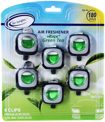 Picture of Air Jungles Green Tea Scent Car Air Freshener Clip, 6 Car Freshener Vent Clips, 4ml Each, Long Lasting Air Freshener for Car, Up to 180 Days Car Refresher Odor Eliminator