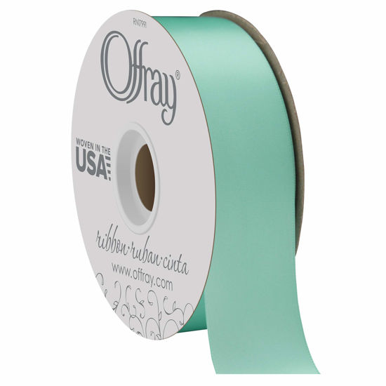 Picture of Offray Berwick 1.5"" Wide Double Face Satin Ribbon, Aqua Blue, 50 Yds (563823)