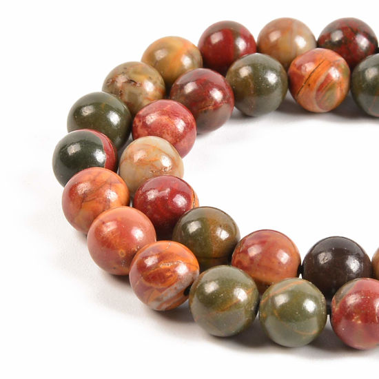 Picture of Nancybeads 60pcs 6mm Natural Picasso Jasper Gemstone Round Spacer Loose Stone Beads for Jewelry Making 15.5" 1 Strand (Picasso Jasper, 6mm 60Beads)