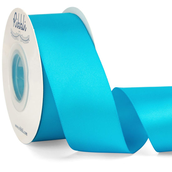 Picture of Ribbli Turquoise Blue Double Faced Satin Ribbon,1-1/2” x Continuous 25 Yards,Use for Bows Bouquet,Gift Wrapping,Wedding Decoration