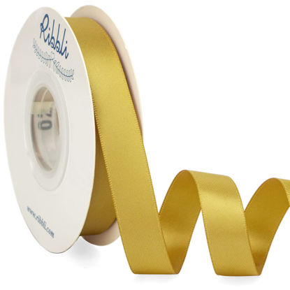 Picture of Ribbli Gold Satin Ribbon 5/8 inch x Continuous 25 Yards,Double Faced Satin Use for Craft, Gift Wrapping, Christmas Ornaments, Hair Bows, Bouquet Bows