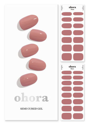 Picture of ohora Semi Cured Gel Nail Strips (N Ash Pink) - Works with Any Nail Lamps, Salon-Quality, Long Lasting, Easy to Apply & Remove - Includes 2 Prep Pads, Nail File & Wooden Stick - Pink