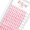 Picture of 120 PCS Cluster Lashes C Curl 20 Roots 0.07mm 10-15mm Mixed Pink Individual Eyelashes Professional Makeup Cluster Eyelash Extensions Colored DIY Eyelash Extension at Home (Pink20D0.07C 10-15)