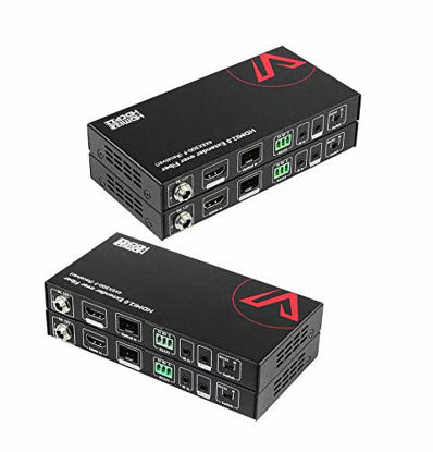 Picture of Av Access HDMI Extender Over Fiber Optic, HDMI 2.0 4K60Hz YUV4:4:4 18Gbps Over Fiber Optical Cable up to 1000ft, HDCP2.2, HDR10, 5.1/7.1CH, Dolby Atmos, Two-Way IR+RS232