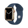 Picture of Apple Watch Series 7 [GPS + Cellular 41mm] Smart Watch w/ Gold Stainless Steel Case with Abyss Blue Sport Band (Renewed)