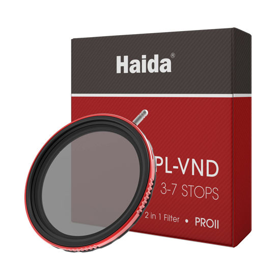 Picture of Haida 2 in 1 CPL + VND Filter for Camera Pro II Multi-Coating Circular Polarizer + Variable Neutral Density SLR Camera Lens Filter Waterproof Scratch Resistant Nano-Coating Filter 77mm