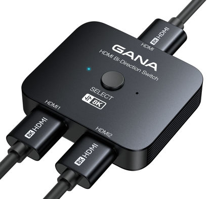 Picture of GANA HDMI 2.1 Switch, 8K HDMI Switcher Splitter 2 in 1 Out, Supports 4K@120Hz,8K@60Hz, 48Gbps Aluminum Bi-Directional Ultra HD HDMI Hub Compatible with PS5/4,Xbox,Roku,Apple TV,Fire Stick