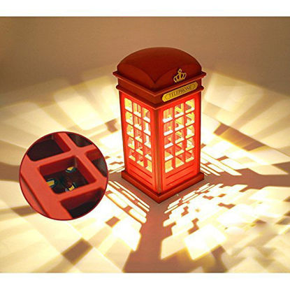 Picture of Anten Telephone Booth Vintage London Designed USB Charging LED Night Lamp Touch Sensor Table Desk Light Touch Panel Power-Saving Light Bedside Lamp