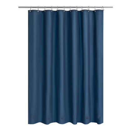 Picture of Mrs Awesome Shower Curtain Liner with 6 Magnets Beige PEVA 8G Thick & Heavy Duty, Waterproof Plastic Shower Curtains for Bathroom, Standard Size 72 x 72 inch, Navy Blue