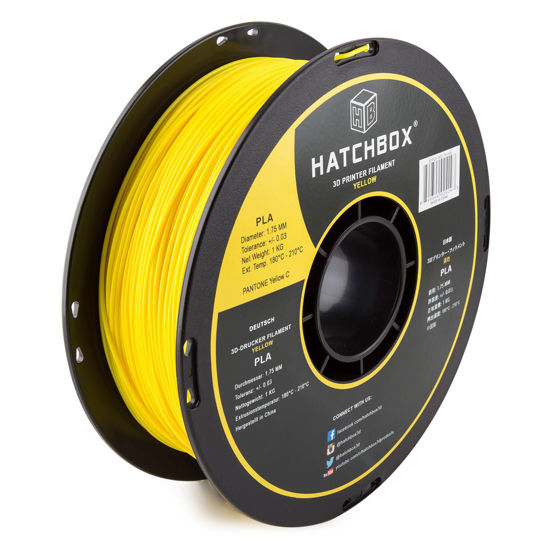 Picture of HATCHBOX 1.75mm Yellow PLA 3D Printer Filament, 1 KG Spool, Dimensional Accuracy +/- 0.03 mm, 3D Printing Filament