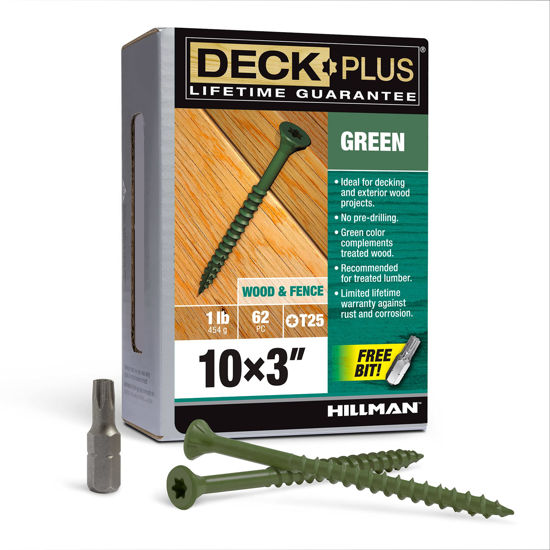 Picture of Deck Plus 48404 Wood Screws #10 x 3", Green, 1lb Box