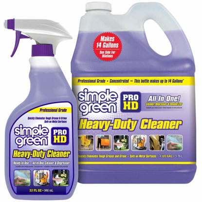 Picture of Simple Green Pro HD Purple Concentrated Cleaner & Degreaser - Heavy Duty, Professional, Automotive, Restaurant, Grills, Ovens (32 oz Spray @Heavy Strength and 1 Gal Concentrate Refill)