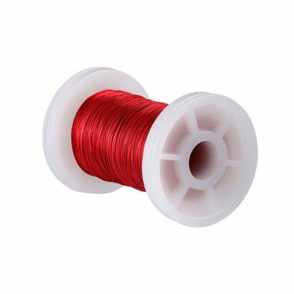 Picture of BNTECHGO 28 AWG Magnet Wire - Enameled Copper Wire - Enameled Magnet Winding Wire - 2 oz - 0.0122" Diameter 1 Spool Coil Red Temperature Rating 155℃ Widely Used for Transformers Inductors