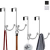 Picture of HFHOME 4Packs Over The Door Double Hanger Hooks, Metal Twin Hooks Organizer for Hanging Coats, Hats, Robes, Towels- Silver