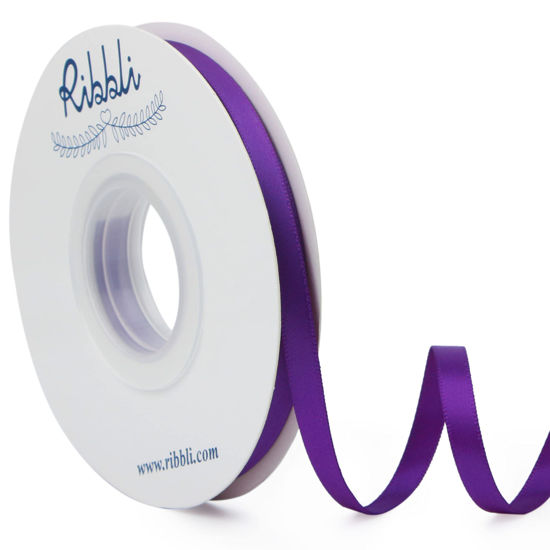 Picture of Ribbli Purple Double Faced Satin Ribbon,1/4” x Continuous 25 Yards,Use for Craft Bows Bouquet, Gift Wrapping, Wedding Decoration, Floral Arrangement