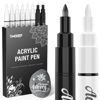 Picture of White Paint Pen, 8 Pack 0.7mm Acrylic Paint Pens Acrylic Markers 6 White 2 Black Paint Pens for Rock Painting Wood Canvas Glass Metallic Ceramic Tire Graffiti Paper Drawing, Extra Fine Tip Opaque Ink