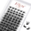 Picture of Lash Clusters DIY Eyelash Extensions 72 Pcs Cluster Eyelash Extensions 8-16mm Cluster Lashes C Curl Lash Clusters Thin Stem Eyelash Clusters Reusable Makeup for Self-application (Shrub C 8-16mm)