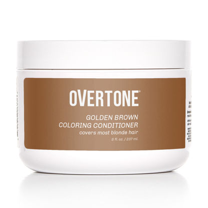 Picture of Overtone Haircare Color Depositing Conditioner - 8 oz Semi-permanent Hair Color Conditioner With Shea Butter & Coconut Oil - Golden Brown Temporary Cruelty-Free Hair Color (Golden Brown)