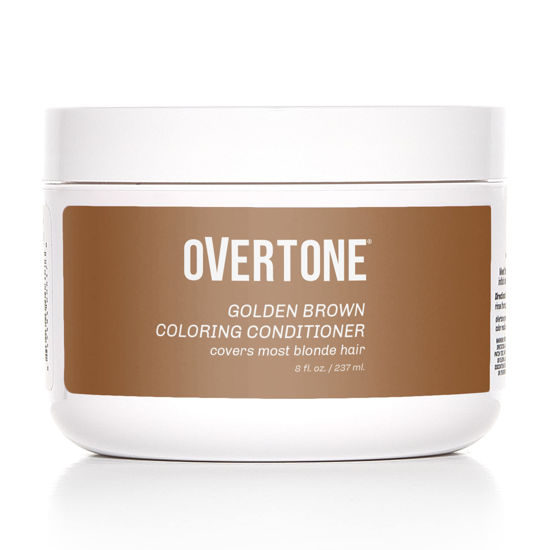 Picture of Overtone Haircare Color Depositing Conditioner - 8 oz Semi-permanent Hair Color Conditioner With Shea Butter & Coconut Oil - Golden Brown Temporary Cruelty-Free Hair Color (Golden Brown)