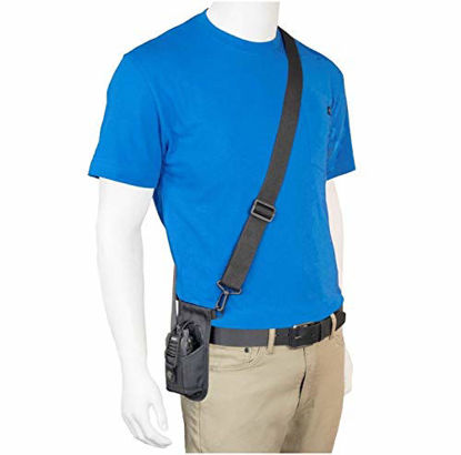 Picture of SSRH-500 Shoulder Strap Radio Holster with an Adjustable Radio Pouch that will hold a radio from 4-3/4" up to 8-1/2" tall. Made in the USA by Holsterguy.