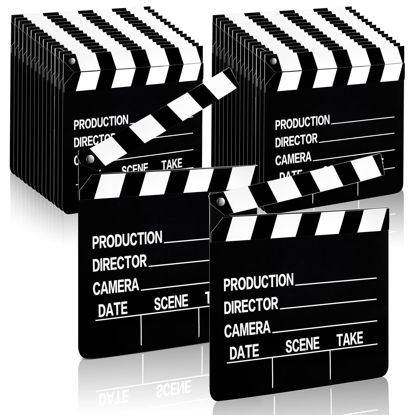 Picture of Jecery Movie Film Clap Board Halloween Party Props 7 x 8 Inch Cardboard Clapboard Directors Clapper Writable Cut Action Scene Night Centerpiece for Movies Films Photo (40 Pcs)