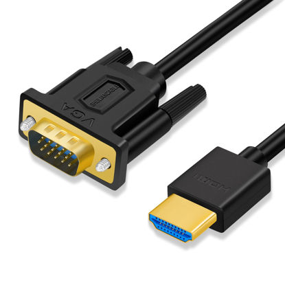 Picture of SHULIANCABLE HDMI to VGA Cable, Gold-Plated HDMI to VGA Cable (Male to Male) 1080P Compatible for Raspberry Pi, Roku, Computer, Laptop, Projector, HDTV (3 Feet)