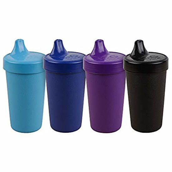 Picture of Re Play 4pk - 10 oz. No Spill Sippy Cups for Baby, Toddler, and Child Feeding in Sky Blue, Navy, Black and Amethyst - BPA Free - Made in USA from Eco Friendly Recycled Milk Jugs - Space