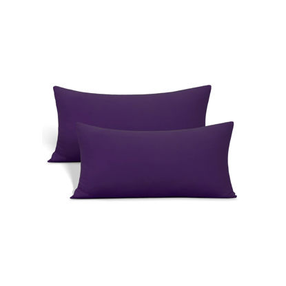 Picture of Jersey Knit Small Pillowcases - Mini Pillow Cases for Travel or Toddler Pillows Sized 12x16, 13x18 or 14x20, Ultra Soft Envelope Microfiber Pillowcases Set of 2, Purple