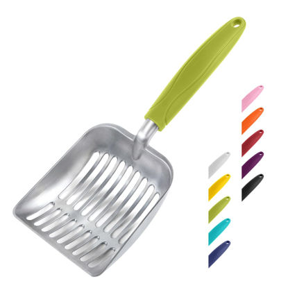 Picture of WePet Cat Litter Scoop, Aluminum Alloy Sifter, Kitty Metal Scooper, Deep Shovel, Long Handle, Poop Sifting, Kitten Pooper Lifter, Durable, Heavy Duty, for Litter Box