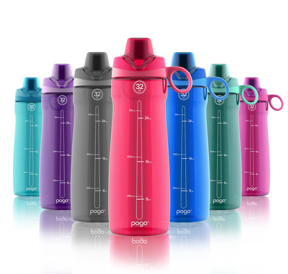 Picture of Pogo BPA-Free Plastic Water Bottle with Chug Lid, Pink, 40 oz.