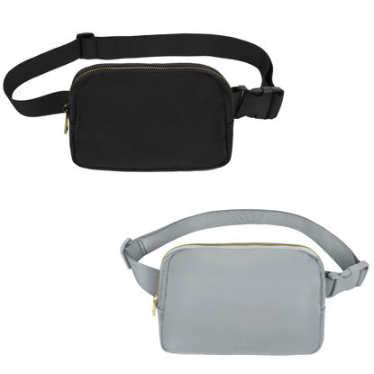 Picture of VOROLO Waist Pack for Running Fanny Pack for Women and Men Crossbody Belt Bag Bum Bag with Adjustable Strap for Sports Black+Light Grey