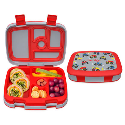 Picture of Bentgo® Kids Prints Leak-Proof, 5-Compartment Bento-Style Kids Lunch Box - Ideal Portion Sizes for Ages 3 to 7 - BPA-Free, Dishwasher Safe, Food-Safe Materials (Trucks)