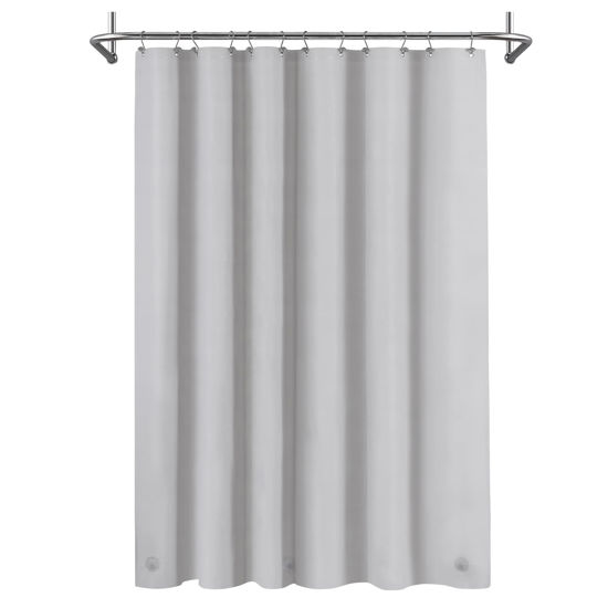 Picture of Mrs Awesome Light Gray Shower Curtain Liner with 3 Magnets,72x72 4G PEVA Lightweight & Waterproof Plastic Shower Curtain for Bathroom, 72 x 72, Light Gray