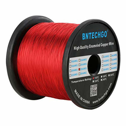 Picture of BNTECHGO 28 AWG Magnet Wire - Enameled Copper Wire - Enameled Magnet Winding Wire - 5 lb - 0.0122" Diameter 1 Spool Coil Red Temperature Rating 155℃ Widely Used for Transformers Inductors