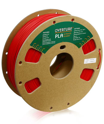 Picture of OVERTURE PLA Filament 1.75mm PLA 3D Printer Filament, 1kg Cardboard Spool (2.2lbs), Dimensional Accuracy +/- 0.03mm, Fit Most FDM Printer (Fresh Red)